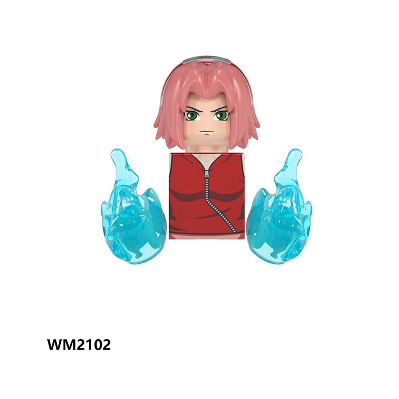 Naruto Sasuke Sakura Kakashi Obito Jiraiya Tsunade anime dolls Mini Action toy Figures cartoon Assemble blocks kid Birthday gift