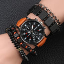New Male Watch Luxury Bracelet Set Fashion Business Brown Leather Quartz Wrist Watches for Men Gift Set Relogio Masculino