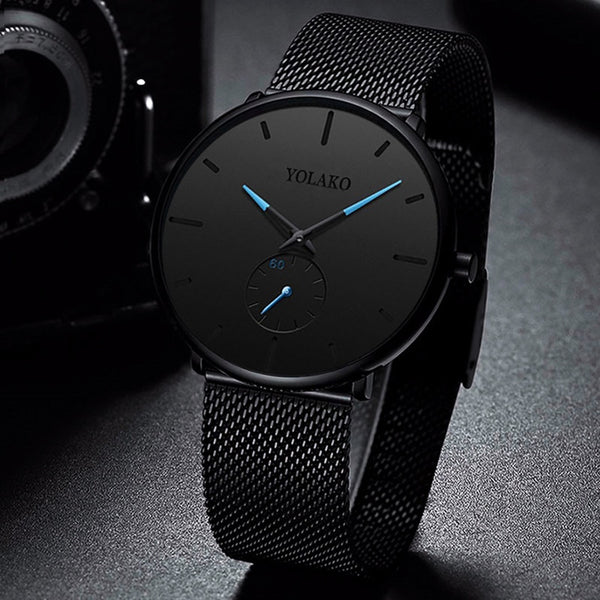 2022 Mens Fashion Minimalist Watches Men Business Casual Quartz Watch Simple Male Stainless Steel Mesh Band Clock reloj hombre