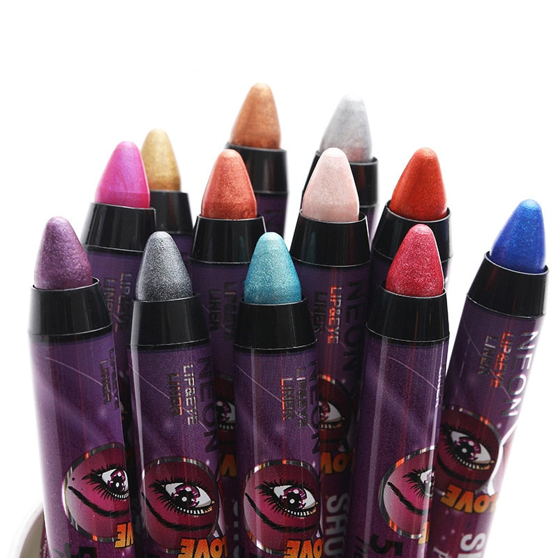 Pearlescent Eyeshadow Pen 12 Colors Lasting Waterproof Not Blooming Shiny Glitter Silkworm Gel Pen Eye Shadow Pencil Cosmetic
