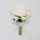 Holding Flowers Artificial Natural Rose Wedding Bouquet with Silk Satin Ribbon Pink White Champagne Bridesmaid Bridal Party