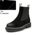 Women&#39;s Chelsea Boots Genuine Leather 2023 Autumn Winter Trend Thick-soled Women Ankle Boots All-match Marton Boots Ladies