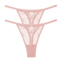 2PCS/Set Mesh Transparent Thong Women Panties Underwear Women Seamless G-String Female Underpants Intimates Lingerie S-XL