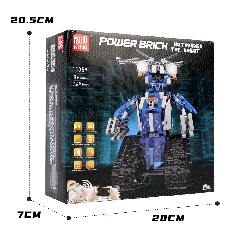 MOULD KING 15059 Technical Toys The APP&amp;RC Motorized Robot With Led Part Model Intelligent Building Blocks Kids Christmas Gift