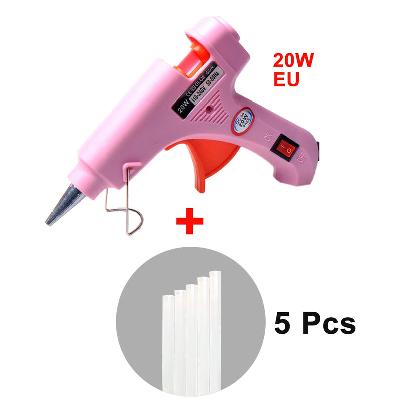 20W Hot Melt Glue Gun with 7mm Glue Sticks Mini Industrial Guns Heat Temperature Thermo Electric Repair Tool