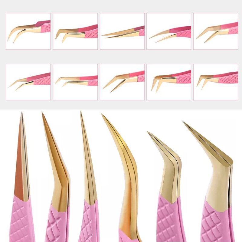 False Eyelash Tweezers For Fake Eyelashes Extensions Individual Curved Strip Lashes Eyebrow Hair Clip Tongs Nail Art Makeup Tool