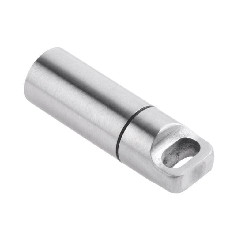 Mini Stainless Steel Sealed Capsule Waterproof Pill Box Camping Firstaid Pendant Travel Outdoor Portable Pill Case Organizer