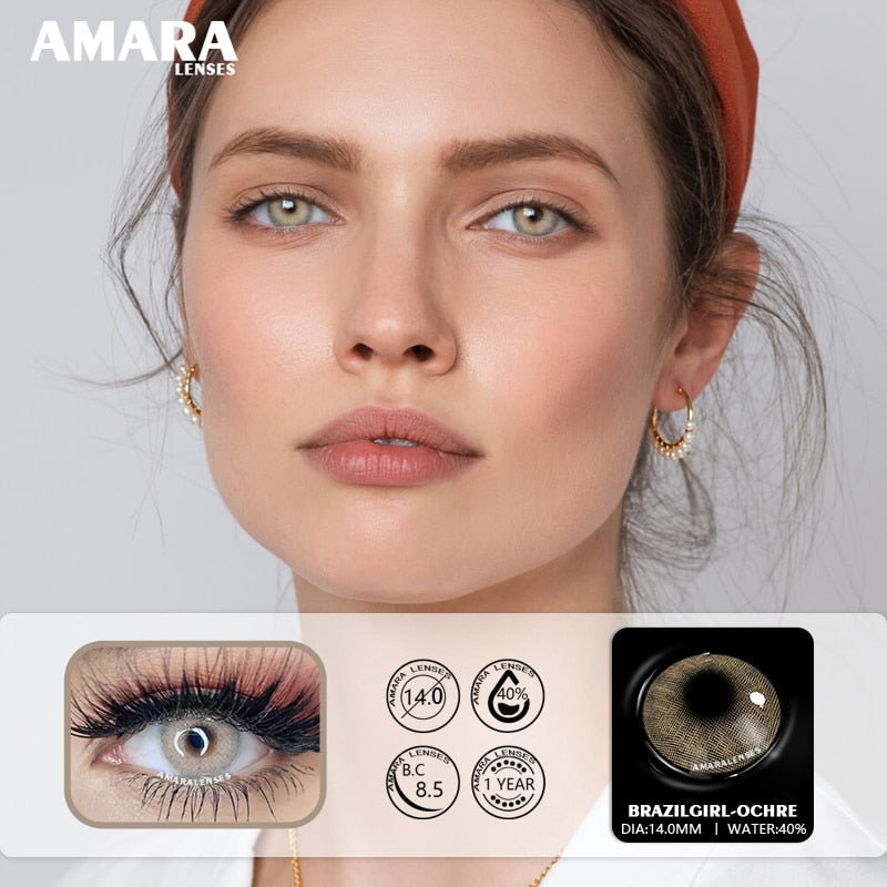 AMARA 1 Pair Color Contact Lenses for Eyes Natural Brown Lenses Beauty Fashion Monet Lense Blue Lenses Green Eye Contact