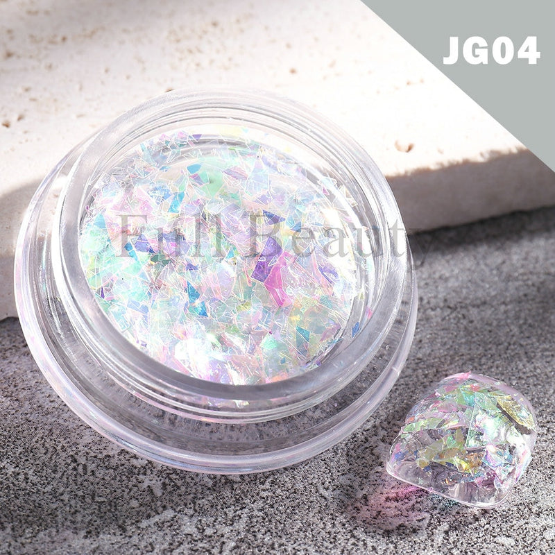 Crystal Fire Opal Flakes Nail Sequins Purple Holographic Glitter DIY Chrome Powder for Spring Nails Manicure Paillettes GL1857