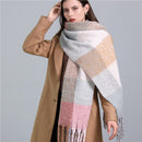 2022 New Women Plaid Scarf Winter Pashmina Shawls Cashmere Thick Wraps Lady Tassel Warm Scarves Rainbow Hairy Bufanda