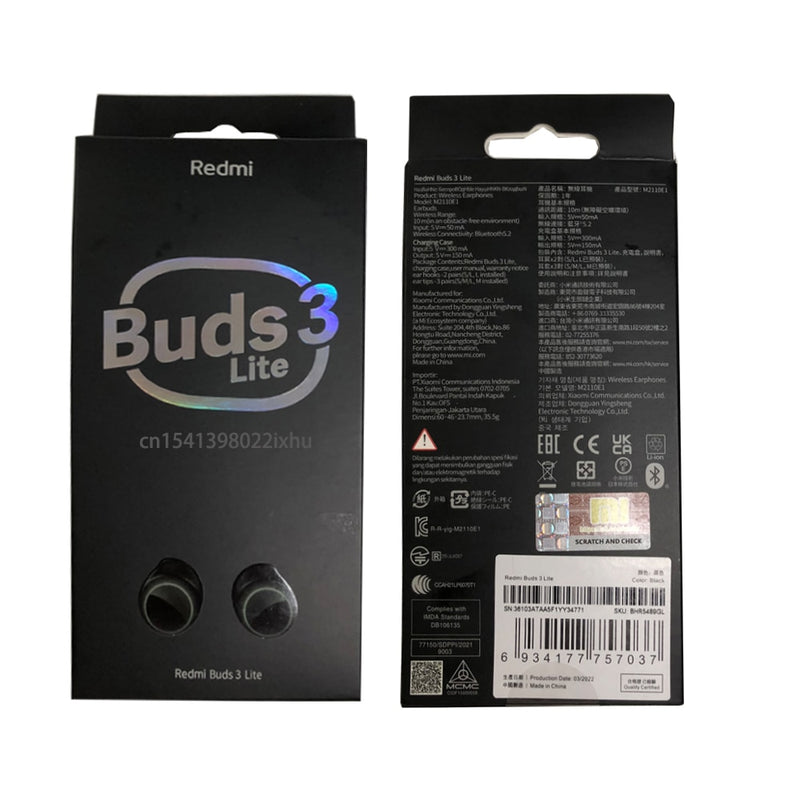 3/6/10pcs Xiaomi Redmi Buds 3 Youth Lite Edition Bluetooth 5.2 Earphones TWS true wireless headset Touch Control noise reduction
