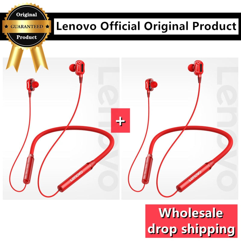 Lenovo Bluetooth5.0 Wireless Earbuds Magnetic Neckband Earphones IPX5 Waterproof Sport Headset with Noise Cancelling Mic HE05