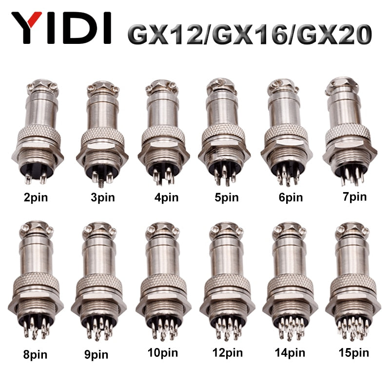 YIDI 5/10Set GX12 GX16 GX20 2 3 4 5 6 7 8 9 10 12 14 15 Pin Male Female Lc Cable Aviator Aviation Circular Connector Plug Socket