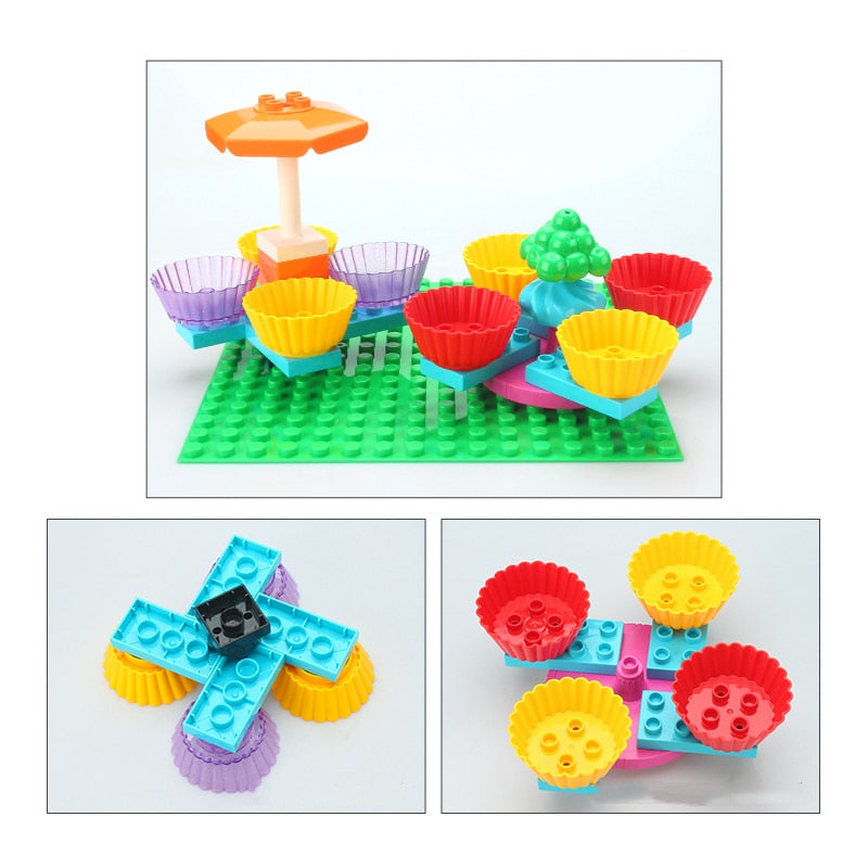 Big Building Blocks Compatible Slide Swing Seesaw Park Playground Series Large Bricks Children Educational Creative Toy Kid Gift