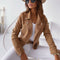 Autumn Winter New Long Sleeve Cowboy Wind Handsome Jacket Women Vintage Brown Color Slim Boyfriend Style Suede Jacket Coat 17079