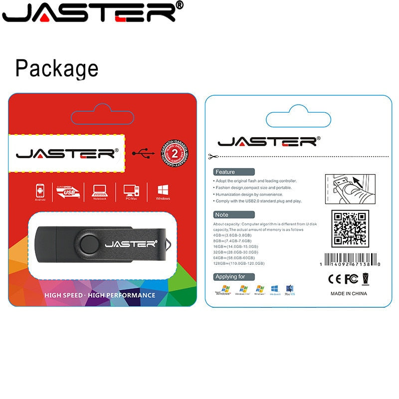 JASTER USB 2.0 OTG USB flash drive Smart Phone Tablet PC 4GB 8GB 16GB 32GB 64GB флешка Pendrives OTG Real Capacity Usb stick