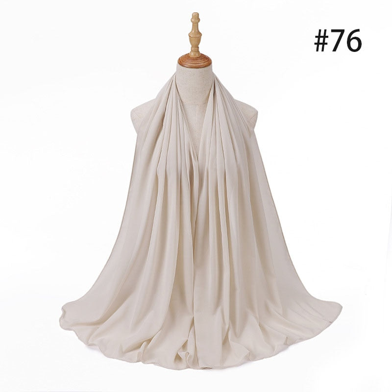 Hijab Scarf 72*175cm Plain Chiffon Scarves For Women Muslim Fasion Islam Clothing Headscarves Shawl For Ladies Headwrap Ramadan