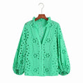 Embroidery Women Blouse Summer 2022 New Fashion Long Sleeve Female Smock Shirt Top Clothing Wears