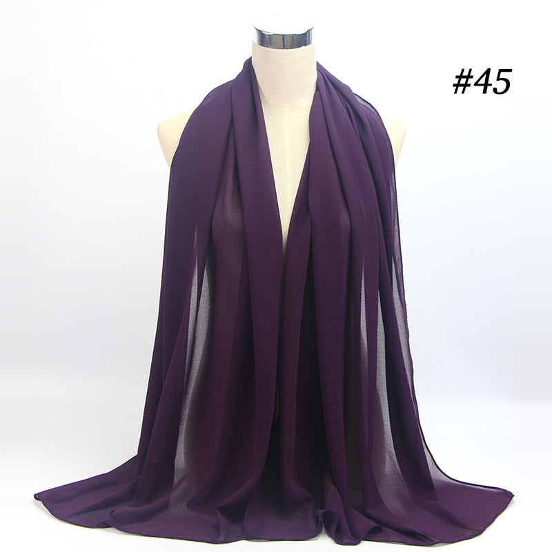 Hijab Scarf 72*175cm Plain Chiffon Scarves For Women Muslim Fasion Islam Clothing Headscarves Shawl For Ladies Headwrap Ramadan