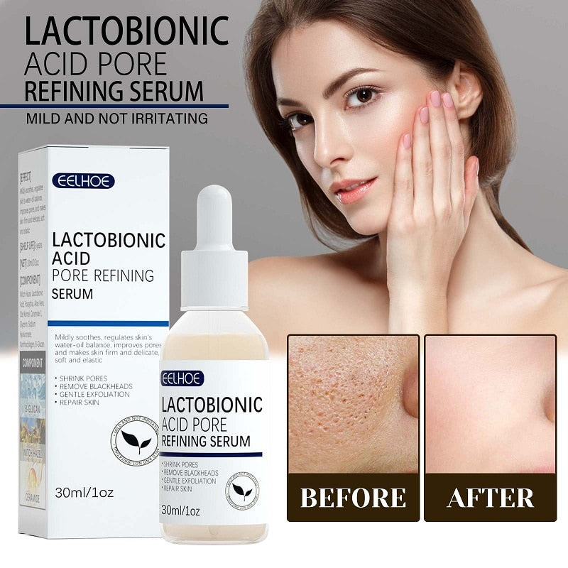 Lactobionic Acid Pore Shrink Face Serum Hyaluronic Acid Moisturizing Nourish Smooth Pores Repair Essence Firm Korean Cosmetics