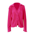 Ladies Shirt Suits Pleated Notched Single-Breasted Female Cardigan Two-Piece Loose Shirts and High-Waist Wide-Leg Pants Sets