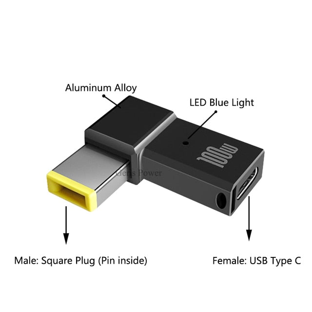 100W USB Type C to Dc Power Jack Connector USB C to Universal Laptop Power Adapter Plug Converter for Asus Dell Lenovo Notebook