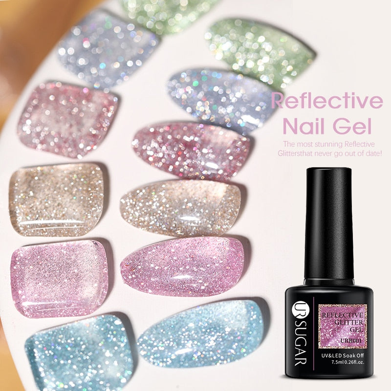 UR SUGAR Sparkling Gel Nail Polish Reflective Glitter Nail Gel Semi Permanent Nail Art Varnish For Manicures Need Base Top Coat
