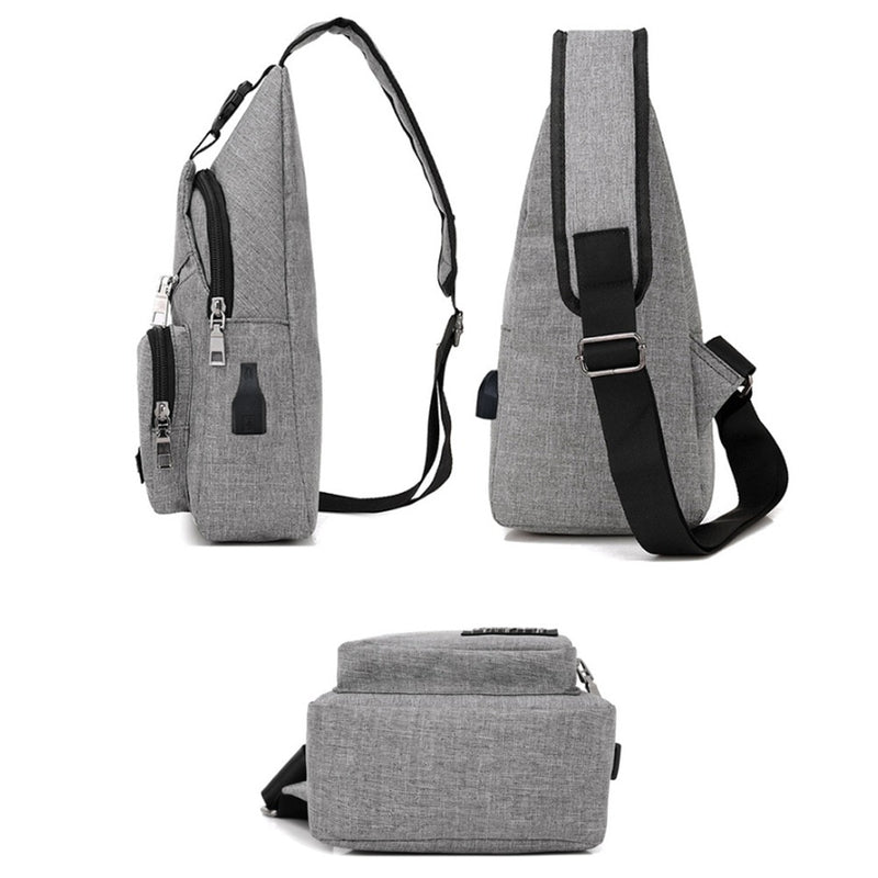 Men Anti Theft Chest Bag Shoulder Bags USB Charging Crossbody Package School Short Trip Messengers Bags Men&