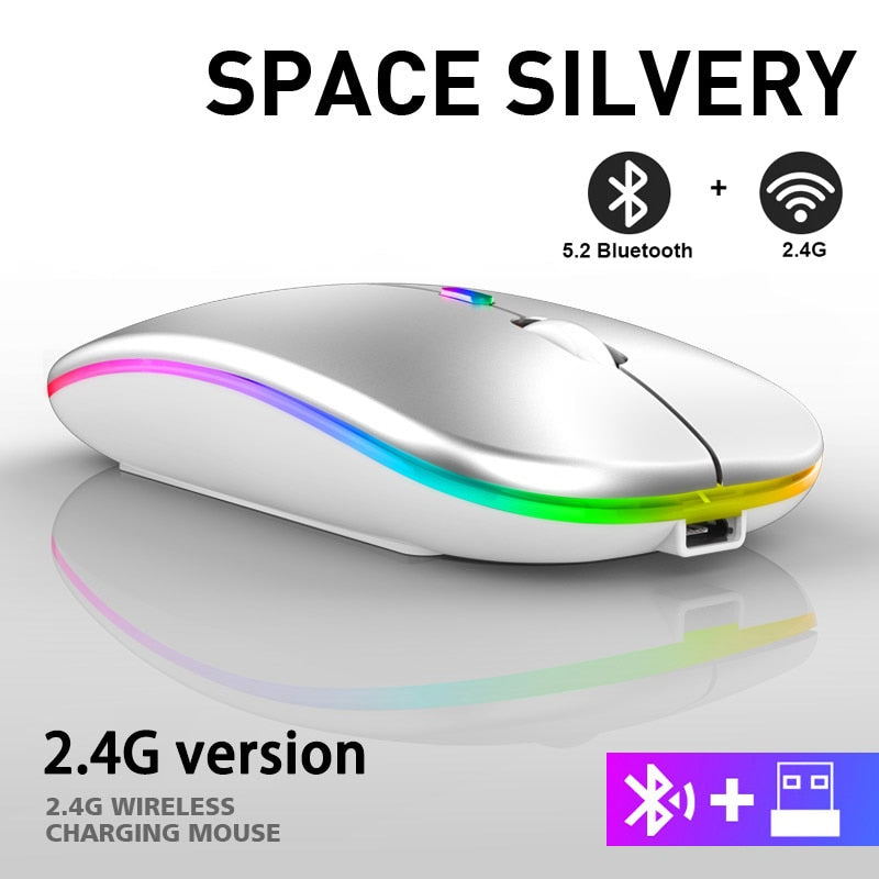 Wireless Mouse RGB Rechargeable Bluetooth Mice Wireless Computer Mause LED Backlit Ergonomic Gaming Mouse for Laptop PC