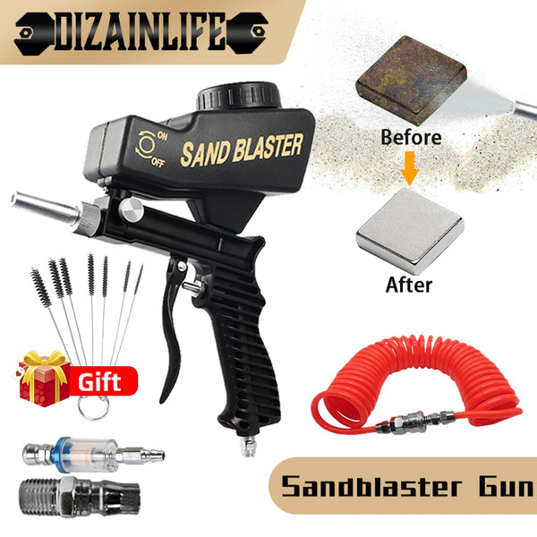 Adjustable Pneumatic Sandblasting Gun Set 90psi Portable Sand Blaster Gravity Sand Blasting Machine Handheld Blasting Gun Kit