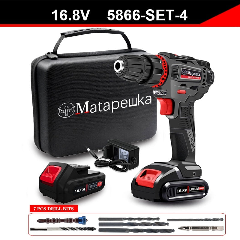 Cordless Screwdriver Electric Screwdriver Cordless Drill  Power Tools Handheld Drill Lithium Battery Charging Drill + Battery