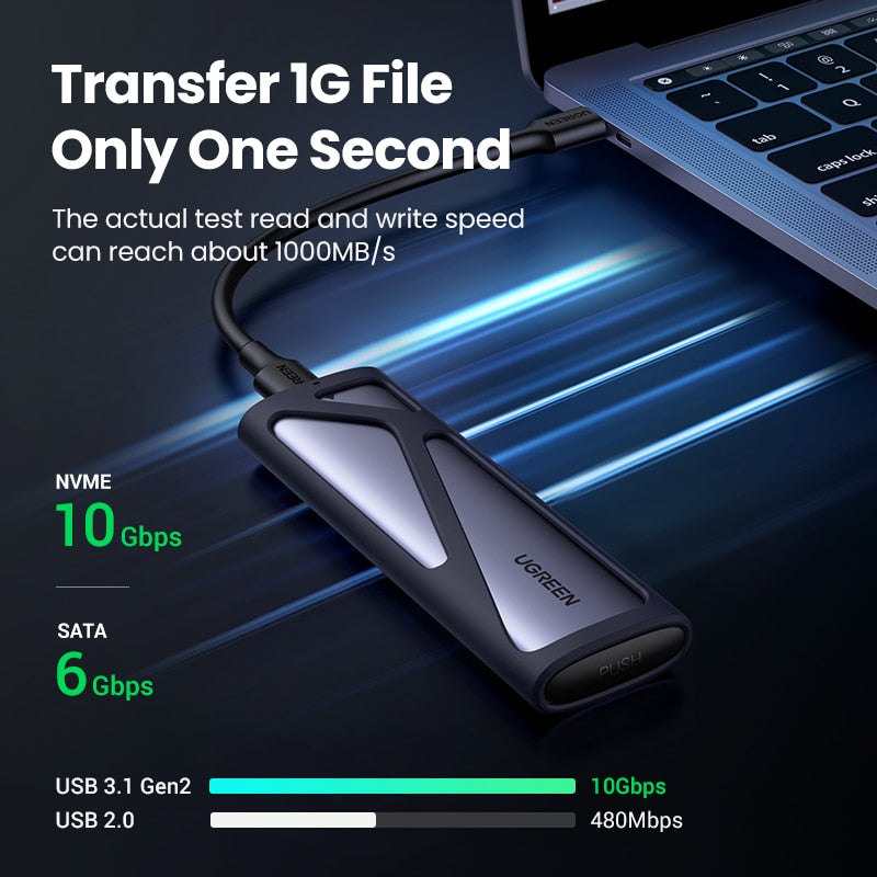 UGREEN M2 SSD Case NVME SATA Dual Protocol M.2 to USB Type C 3.1 SSD Adapter for NVME PCIE NGFF SATA SSD Disk Box M.2 SSD Case