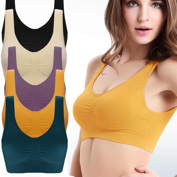 Women&#39;s seamless Bra No pad Brassiere Underwear chest sleep yoga sports bra vest Big Size Top Cotton Bralette
