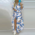 2022 New Long Shirt Dress Women Single Breasted Button Lapel Long Sleeve Dress Spring Summer Letter Print Oversized Robe Dresses