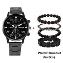 New Male Watch Luxury Bracelet Set Fashion Business Brown Leather Quartz Wrist Watches for Men Gift Set Relogio Masculino