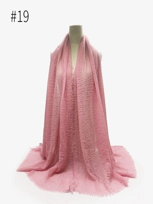 Pleated Plain Hijab Scarf Muslim Women Cotton Crinkle Headband Veil Scarves 2021 Fashion Islamic Headscarf Head Wraps Turban