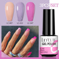 LILYCUTE 3 PCS Gel Nail Polish Set Nude Pink Glitter Sequins Matte Effect Gel Long Lasting Base Top Coat Nail Art Design Hybrid