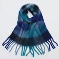 2022 New Women Plaid Scarf Winter Pashmina Shawls Cashmere Thick Wraps Lady Tassel Warm Scarves Rainbow Hairy Bufanda