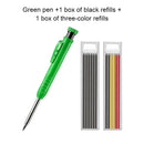 Solid Carpenter Pencil Set with 6 Refill Leads Built-in Sharpener Mechanical Pencil Marking Tool Kit for Woodworking Architect