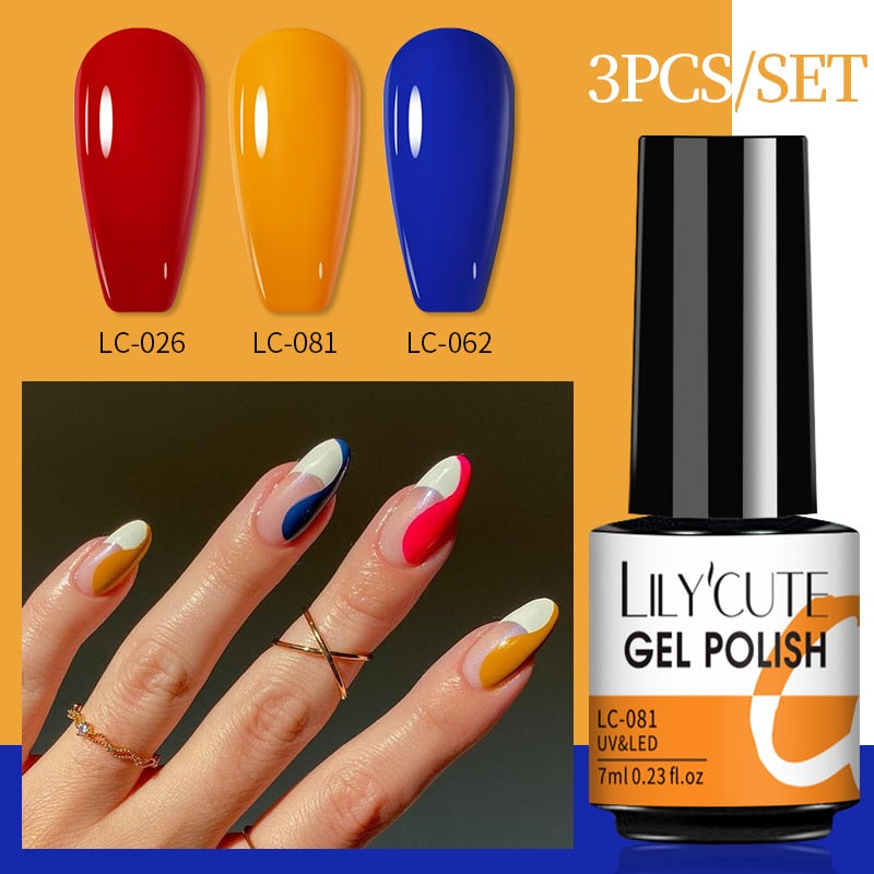 LILYCUTE 3 PCS Gel Nail Polish Set Nude Pink Glitter Sequins Matte Effect Gel Long Lasting Base Top Coat Nail Art Design Hybrid