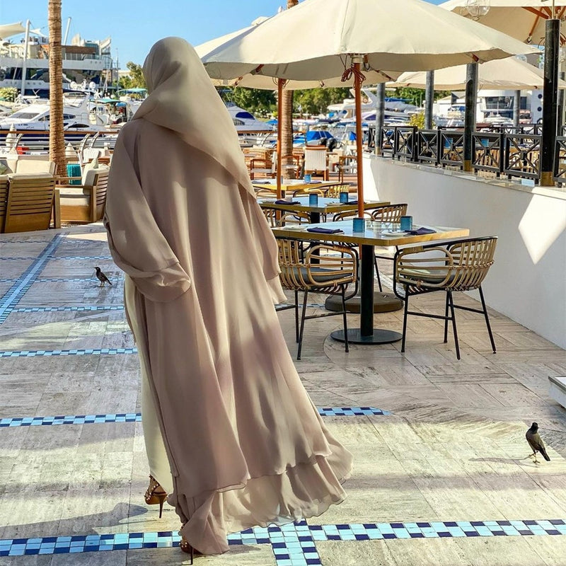 Ramadan Open Chiffon Abaya Dubai Women Sash Marocain Kaftan Eid Hijab Long Robe Muslim Fashion Clothes Turkey Vestido De Mujer