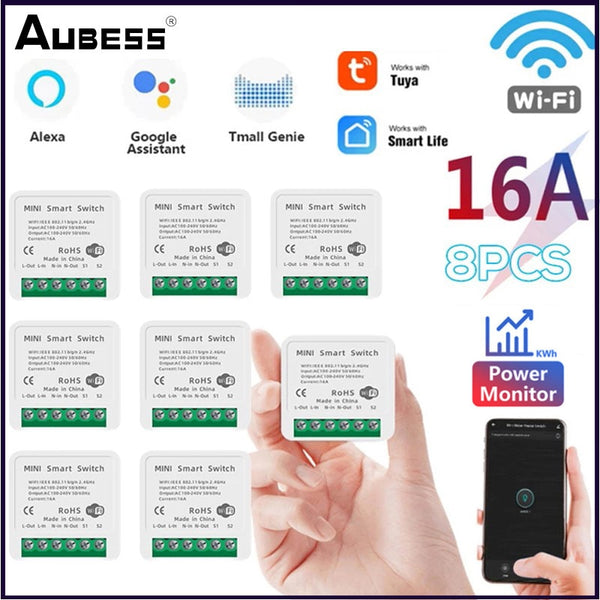 16A Tuya WiFi DIY Smart Switch With Power Monitoring Smart Home Automation Module Via Alexa Google Home Yandex Alice Smart Life