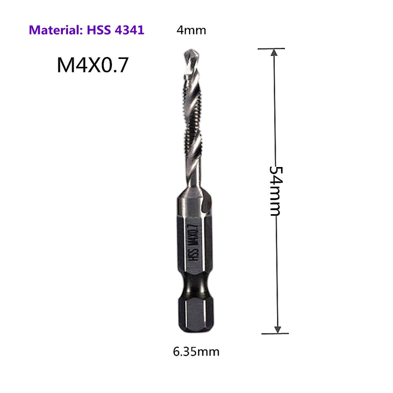 1-6pc M3 M4 M5 M6 M8 M10 Tap Drill Bits 1/4 Hex Shank Machine Hand Taps Titanium Coated HSS Drilling Tap Bits Thread Screw Tools