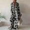 Summer Fashion Printed Loose Long Sleeves Shirts Straight Pants Two Piece Suits New Streetwear Women&
