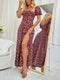 NewAsia Floral Print Dress Sweet Square Neck Puff Sleeve Side Spilt Drawstring Maxi Dresses for Women Party Chic Casual Outfits