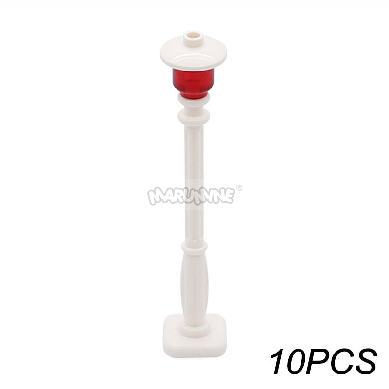 Marumine Traffic Road Sign Light Lamp Block Brick City Street View Accessories Signpost Barrier Speed Limit Indicator Warning