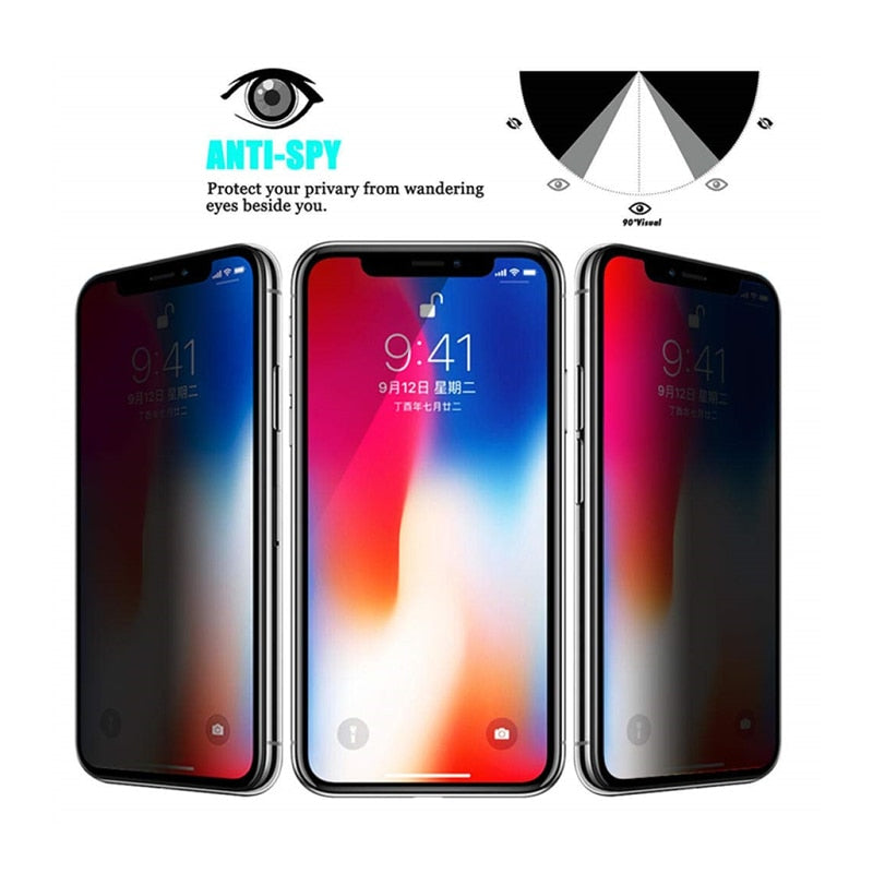 30 Degrees Privacy Screen Protector for IPhone 12 11 Pro Max 13 Mini Anti-spy Protective Glass for iPhone 14 XS XR X 8 7 Plus SE