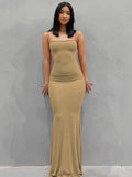 Hugcitar Satin Slip Sleeveless Backless Slim Sexy Maxi Dress 2022 Spring Women  Party Y2K Concise Bodycon Elegant  Clothing