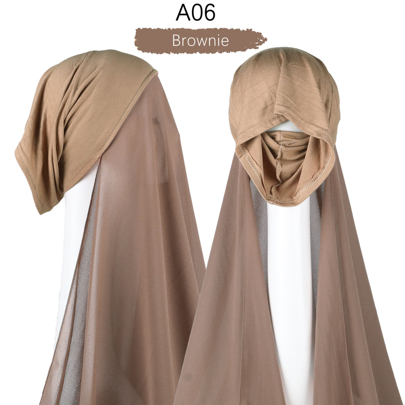 Women Muslim Instant Chiffon Hijab With Cap Underscarf Bonnet HIjabs  Scarf Islam Headscarf Headwrap Turbante