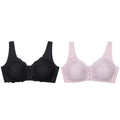 2PCS Sexy Front Closure Bralette Lace Plus Size Bra Push Up Underwear Crop Top M-5XL Seamless Brassiere Female Lingerie